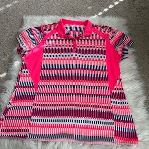 Tail activewear Bright Pink Striped Polo Top